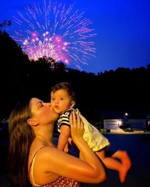 Carlee Baker Instagram - Little Buddy Man “enjoyed” (?) his first Fourth of July fireworks show last night. After a Jawsome cookout over at Tammy & Russ’s place, we took Beck out front to see all the pyro above. His reaction was less “woah!” and more “a whaa…?”