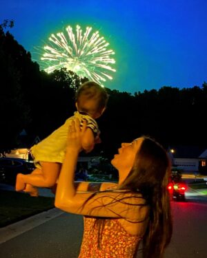 Carlee Baker Instagram - Little Buddy Man “enjoyed” (?) his first Fourth of July fireworks show last night. After a Jawsome cookout over at Tammy & Russ’s place, we took Beck out front to see all the pyro above. His reaction was less “woah!” and more “a whaa…?”