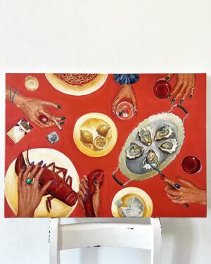 Caro Cult Instagram - Painted something to put in the dining room 🤓
I usually never share what I paint because I am always thinking that there are so many more talented people who have much better techniques. But today I was like: You know what? I had so much fun with this one, taking it with me to Vienna while shooting. I am proud anyway, kinda happy with the result and my man wants to put it in the kitchen so I will share it with you too :) 
#painting