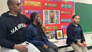 Caron Butler Instagram - Had a great time today w/ our babies at bring your parents to school day.
#Gestures in front of the class wasn’t intended but @avacbutler made me 😂 
@andreabutler3 you have to share yours….
Everything 🖤🤲🏿