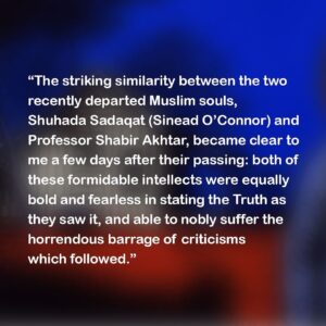 Cat Stevens Instagram - The striking similarity between the two recently departed Muslim souls, Shuhada Sadaqat (Sinead O’Connor) and Professor Shabir Akhtar, became clear to me a few days after their passing: both of these formidable intellects were equally bold and fearless in stating the Truth as they saw it, and able to nobly suffer the horrendous barrage of criticisms which followed. 

Read more: link in stories 

#sineadoconnor #shuhadasadaqat #shbirakhtar #courage #freedomofspeech #fearless #words #legacy #memory #peace