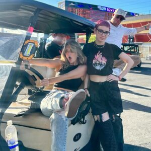 Catherine Corcoran Instagram - I’m so lucky to have these amazing, wonderful, talented humans who invite me to do cool, fun things and also remember to take photos at said things so I do not have to 😉. Thanks @spencerink @iceninekills for bringing @leahvoysey and I along for the @sicknewworld ride. We love ya!