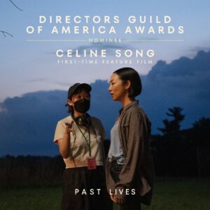 Celine Song Instagram - 💙💙💙💙💙 special shoutout to dga members @bkahnhaus & @joemulla massive part of past lives filmmaking team
