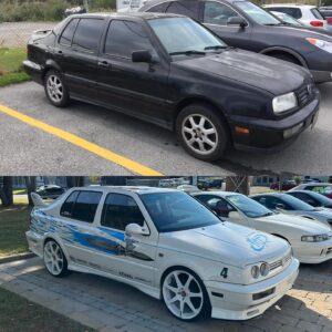 Chad Lindberg Instagram - Today is a special day… The 7th anniversary of my Jetta’s ownership… 
Here’s a before and after using the very first pictures i’ve taken of it and pictures taken few minutes before making this post.

Last week, an Idea came to @chadlindberg and I … Something that true @thefastsaga fans would enjoy even more than the last few movies… Something that would put the #BringbackJesse Jetta back into the spotlight… 
Stay tuned 🫡

#fastandfurious #mk3jetta #volkswagen #modernimage #liquimoly #chadlindberg #universal #modfind #könig #wingswest #jalopnik