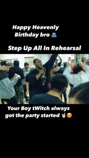 Chadd Smith Instagram - On Stephen’s birthday I want to share a behind the scenes moment I captured during the first day of rehearsal for step up all in. There was anxious energy on that first day from traveling to a different country, issues with housing and just the general unease of starting a new project of that caliber. Twitch knew exactly what to do…he went and quietly queued up “DJ Kool - let me clear my throat” and proceeded to start and curate the hypest dance party and completely changed and SET the tone for the rest of our rehearsal. That was Stephen, THAT was tWitch. Miss you and love you bro 🫂🖤
