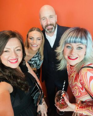 Chanel Cresswell Instagram - Selfie mode 🤳🏽
@johartleyactor @daniellejames_7 @johnnyharris @actornabil 
💍🫶🏻 celebrating 🥳 for @vicky.mcclure  and @jonathanowen71 💜