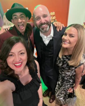 Chanel Cresswell Instagram - Selfie mode 🤳🏽
@johartleyactor @daniellejames_7 @johnnyharris @actornabil 
💍🫶🏻 celebrating 🥳 for @vicky.mcclure  and @jonathanowen71 💜
