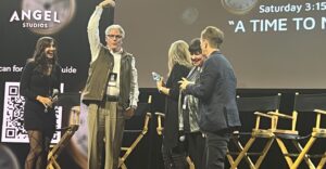 Charlene Amoia Instagram - Such a fun experience presenting awards with Victoria Jackson and speaking on a panel with this group! #filmfestivals #trilith #angelstudios #awardceremony