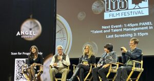 Charlene Amoia Instagram - Such a fun experience presenting awards with Victoria Jackson and speaking on a panel with this group! #filmfestivals #trilith #angelstudios #awardceremony