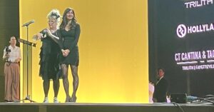 Charlene Amoia Instagram - Such a fun experience presenting awards with Victoria Jackson and speaking on a panel with this group! #filmfestivals #trilith #angelstudios #awardceremony