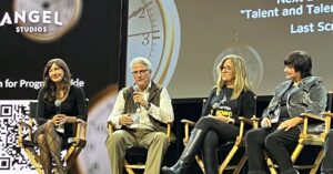 Charlene Amoia Instagram - Such a fun experience presenting awards with Victoria Jackson and speaking on a panel with this group! #filmfestivals #trilith #angelstudios #awardceremony