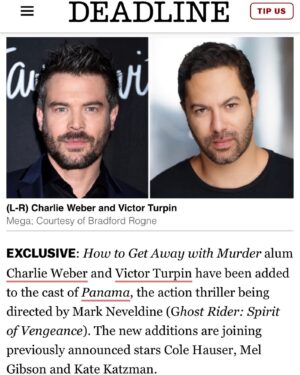 Charlie Weber Instagram - Excited to join this incredible cast!
We’re going to shoot a really cool movie for you....🎥😎