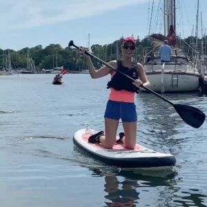 Charlotte Hawkins Instagram - Beautiful Beaulieu! What a wonderful weekend on the water… stunning sunsets and awesome views, a few miles to take it all in as we walked to the village & back admiring the wildlife along the way.. then messing about on the river with a bit of paddleboarding - I decided not to risk standing up for too long after I spotted the jellyfish! 🪼😱 And cheers at the end of an action-packed weekend! 🍻 Hope you had a good one too xx