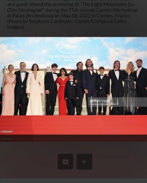 Charlotte Vandermeersch Instagram - Cannes recap. Red carpet after working intensely with this beautiful group of people (and so many more). Grazie mille, ragazzi. Thank you!! What a gorgeous Belgian-Italian love story it has become. We love you.  #theeightmountains #leottomontagne #officialselection @alessandro.borghi #felixvangroeningen #lucamarinelli @cognettipaolo #lupobarbiero #cristianosassella @elisabetta_mazzullo @filippotimi #elenalietti @surakshyapanta @palma_andrea_  @visionfilmdistribution @wildsidesrl #menuettofilms #rufusfilms @pyramide_productions @elastic_film @cannes.2022