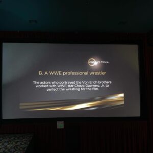 Chavo Guerrero Jr. Instagram - This trivia answer popped up on the Cinema screen yesterday. Pretty cool when your work makes you a trivia question. 🎥 😀#guerrerostrong #ironclawmovie @a24 @ironclawmovie #a24