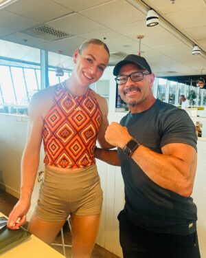 Chavo Guerrero Jr. Instagram - Just ran into one of my athlete crushes at the airport lounge in Nice, France. @liekeklaver I love meeting people while traveling the world for wrestling. #olympics2024 #worldtraveler