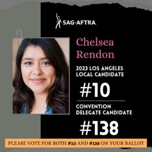 Chelsea Rendon Instagram - To my fellow Sag-Aftra members please VOTE for me to be a Sag-Aftra LA Local Board Member and a Convention Delegate. 

Those of you that know me know how much I care about our business and fighting for what we deserve. 

#sagaftra #sagaftramember #sagaftrastrong #election #vote 

Edit by @claudiaramosdesigns