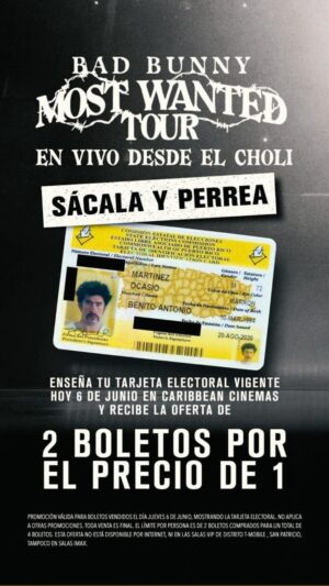 Chente Ydrach Instagram - PR!!! 🇵🇷 Aprovecha esta GRAN OPORTUNIDAD !! De GRATIS pal concierto del conejo en el Cine🐰 !!! Solo tienes que sacar tu tarjeta electoral y entran 2 por uno !! APROVECHA !! SOLO POR HOY !!! 
Vamos PR Activate !! Que este Año las Elecciones las decidimos NOSOTROS !!!!