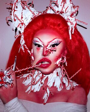Cherry Valentine Instagram - Anyone else turn into one giant sweet tooth this time of year? 🦷 Getting creative with the candy canes off the Christmas tree! 🎄

I love creating these themed fantasies! Using full face of @anastasiabeverlyhills, contacts from @ttd_eye and customised @eldorafalseeyelashes in style B802 ♥️