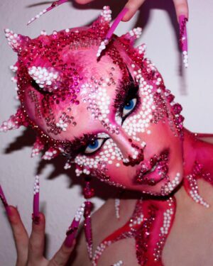 Cherry Valentine Instagram - Makeup really has no rules, I love when I can just have a play and see where it goes… 💕

Using a combination of @mehronmakeup & @kryolanuk for the base, @bperfectcosmetics & @anastasiabeverlyhills shadows, contacts from @ttd_eye and just a couple stones as usual 💎

Prosthetics/SFX products from @redcarpetfx