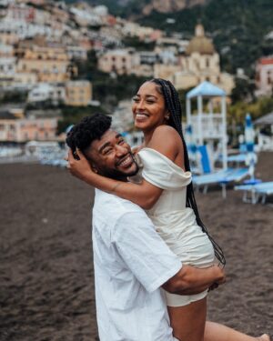 Cheryl Des Vignes Instagram - Saying some player shit to a girl I always wanted 🏁

Two weeks in Italy at the beginning of May also marks 1 year of our engagement. Decided we couldn’t go to a place as beautiful as the Amalfi Coast and not celebrate by finally taking engagement photos. Somehow we got down to these 10, but we’ve been staring at all 90 since we got them back lol. Maybe we’ll go through them all on YouTube 🤔

📸: @amalfitana_photographer 
🏎️: @spiderlifestyle