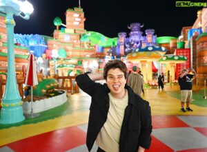 Chester Rushing Instagram - @unistudios at night is magic.✨ I hope everyone is enjoying “Fright Krewe” on @hulu @peacock 💚It’s nice to have moments like these to look back on & say “Wow we did that”. Wishing everyone a beautiful day & even brighter Tomorrow. Thanks @miiumaux for being my travel buddy, love of my life & for capturing these memories on camera. 
Keep being Awesome & Be Kind to Yourself. You deserve happiness. ✨ -CR 

#universalstudios #travel #nintendo #gaming