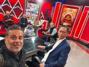 Chetan Bhagat Instagram - Election coverage at @abpnewstv. What a day! What an interesting election!