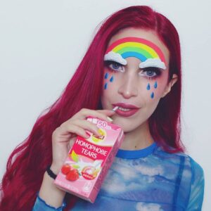 Chiara Lucia Preziosi Instagram - Stay hydrated.🥤
.
I'm wearing Donut Purple Colored Lenses by @ttd_eye
Use code "Rubyrust" for a 10% discount
.
.
.
.
#pride #loveislove #pridemonth #pridelook #makeup #pridemakeup #rainbow #rainbowmakeup