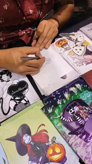 Chloe Noelle Instagram - Thank you @artistabe for the awesome Ghostface sketch at @wondercon I love my prints and stickers!
.
.
.
#art #Ghostface #wondercon #halloween2022 #spookygirl