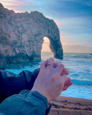 Chris Broad Instagram - When you’re trying to take a photo of a geological wonder and Sharla keeps putting her hand in the bloody way.

Also 🥳💍!!!