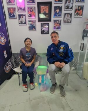 Chris Cassidy Instagram - Today I met an amazing 12 year old entrepreneur, Olivia Huynh, the owner of @therocketbelly rocketbelly in Arlington, TX.  With her passion for stars and planets, she and her family opened a space-themed cafe featuring a menu of self-serve bubble teas, out-of-this-world chicken, and homemade baked goods. This talented, bright, insightful, and fearless young lady inspires all who meet her.  Great job, Olivia!