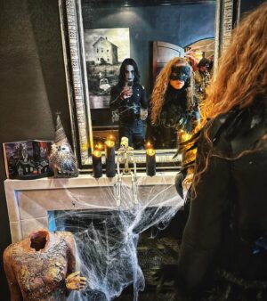 Chris Daughtry Instagram - Halloween is my favorite holiday. I love dressing up and I take it very seriously. Haha! 
This year was by far my favorite. 
Was a lot of fun trying to recreate the great incomparable @brandonlee classic look as Eric Draven from #thecrow … my favorite movie of all time. The costume and makeup were all done by me. I went for every detail… all the way down to the scar across the nose. Although in hindsight I forgot the necklace with the engagement ring. 🤦‍♂️
And @deanna.daughtry went as the actual crow… the source of all my power. Obviously. More pics from the costume party we attended last night to follow… 
#halloween #ericdraven #thecrow #jamesobarr