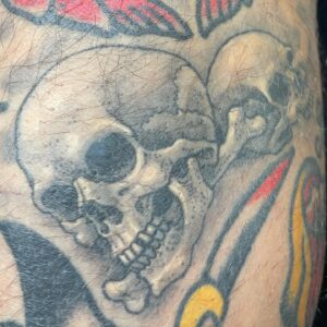 Chris Garver Instagram - Extra small gap filler skull tattoo.#freehand #biker