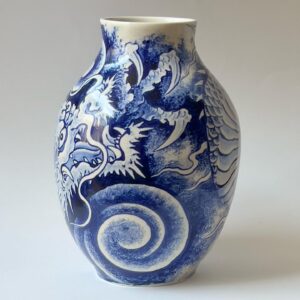 Chris Garver Instagram - New dragon vase that I had to make to replace one that was broken in the mail. I think I will have to learn kintsugi to repair the old one.
#blueaesthetic  #blueandwhitedecor  #blueandwhitehome  #cobaltblue  #ceramicart  #blueandwhiteporcelain