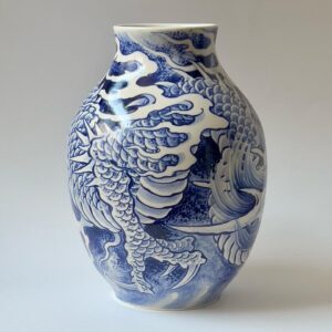Chris Garver Instagram - New dragon vase that I had to make to replace one that was broken in the mail. I think I will have to learn kintsugi to repair the old one.
#blueaesthetic  #blueandwhitedecor  #blueandwhitehome  #cobaltblue  #ceramicart  #blueandwhiteporcelain