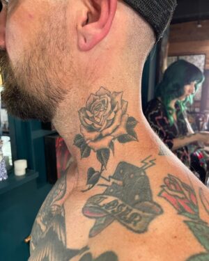Chris Garver Instagram - Did the other side of Cole’s neck today. Haven’t done a wolf head tattoo in awhile and it was good time for sure.
#wolf  #wolves #wolftattoo #wolftattoos #imchanging