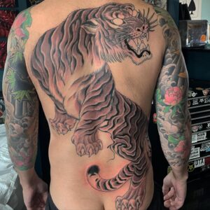 Chris Garver Instagram - Tiger tattoo in progress. This is after the second session.  #tiger #tattoo #blackandgreytattoo  #nyctattooartist  #nyctattoo  #fivepointstattoonyc  #thesolidink  #thesharp