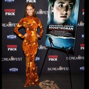 Chris Hardwick Instagram - @lydiahearst & I went to @screamfestla last night to watch the premiere of her movie American Boogeywoman (streaming everywhere now!) which was the first time we’ve been to a movie theater in like 2 years! I was afraid to give a big toothy smile because we had been shooting pics in the theater right before this where we were shoveling handfuls of popcorn into our mouths and I had what can only be described as a holiday tree’s worth of popcorn string in my teeth. Had I opened my mouth, you’d have seen CHUNKS of popped corn that were wedged between my gums to the extent that it would have looked like I was doing a bit. (Note: my dad always carried toothpicks with him and now I finally get it.)

We had such a blast, Lydia looked amazing and was FANTASTIC in the movie. Also, I’m digging the threads! We were AUTUMNAL AF. Excited to be out with my amazing pregnant wife during our favorite time of year! 🎃

📸: @acefotopro for @gettyimages