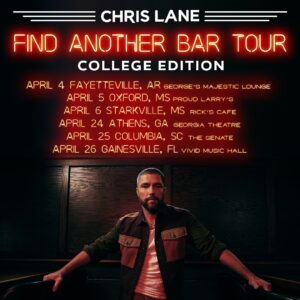 Chris Lane Instagram - Added 3 dates to the Find Another Bar Tour: College Edition. 🙌🏼 Tickets go on sale this Wednesday, February 7th @ 10am local.
