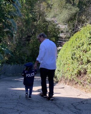Chris Noth Instagram - Keats just never got over his Halloween costume- he’s showing me some suspicious activity down our driveway