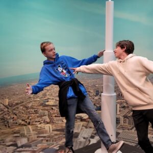 Christian Ganiere Instagram - Thank you so much @skydeckchicago and @WillisTowerChicago for having us to see the amazing building! It was terrifying and fun at the same time to sit up there on the glass and look down at the city with @raphael_luce #Henry #Vecna who as you can see once again tried to kill me. Haha. Thank you to @creationent for having me out to be a part of the awesome #strangerconchi #strangerconchicago I love the city and can't wait to come back! Thank you to all the fans who came out too! You were so kind and amazing. I had so much fun.
.
.
.
#strangerthings #010 #NumberTen #IamNumberTen #Iam010 #Hawkinslab  #strangerthingsedit  #strangerthingsedits 
 #netflix  #netflixseries 
#strangerthings4 #hawkinsnationallab #rainbowroom #strangerthingscast #upsidedown #strangerthingsfan #theupsidedown #hawkinsnationallaboratory #strangernumbers #hnl #boys #fun #skydeckchicago #SteettoSkyChi