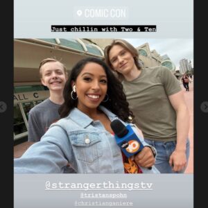 Christian Ganiere Instagram - Thank you so much @ciaraencinas for hanging with us at @sdcc2022 this morning and interviewing me and big bro #002 @tristanspohn about @strangerthingstv It was a blast!! 
Come see Tristan and I at our panel today at 3:30 in room 29CD We're gonna talk about about #D&D #StrangerThings and Worldbuilding
.
.
#strangerthings #NumberTen #IamNumberTen #Iam010 #Hawkinslab  #strangerthingsedit  #strangerthingsedits 
 #netflix  #netflixseries 
#strangerthings4 #hawkinsnationallab #rainbowroom #strangerthingscast #upsidedown #elevenstrangerthings  #dufferbrothers #strangerthingsfan #theupsidedown #hawkinsnationallaboratory #strangernumbers #hnl #christianganiere 

@strangerthings4.updates 
@strangerthings4.updates
@strangerthingsnetflixtv
@stranger4news
@strangerthingsnetfliix
@thestrangerhell
@strangerthingslab