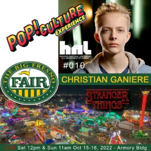 Christian Ganiere Instagram - Come visit me if you're one of the 600,000 fair attendees this year. I'm appearing this weekend in Fresno at
The Big Fresno Fair - Pop! Culture Experience Oct 15-16, 2022

In the ARMORY BUILDING
1121 S Chance Ave, Fresno, CA 93702
Saturday 12:00 pm - 8:00 pm 
Sunday 11:00 am - 5:00 pm

Tickets: https://www.fresnofair.com/p/things-to-do/pop-culture-experience/celebrity-guests

#2022BFF #BigFresnoFair #FresnoFair #fresnofairgrounds
#strangerthings #NumberTen #IamNumberTen #Iam010 #Hawkinslab #strangerthingsedit #strangerthingsedits
#netflix #netflixseries #strangerthings4 #hawkinsnationallab #rainbowroom #strangerthingscast #upsidedown #elevenstrangerthings #dufferbrothers #strangerthingsfan #theupsidedown #hawkinsnationallaboratory #strangernumbers #hnl #christianganiere
@strangerthings4.updates
@strangerthings4.updates
@stranger4news
@strangerthingsnetfliix
@thestrangerhell
@strangerthingslab