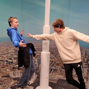 Christian Ganiere Instagram - Thank you so much @skydeckchicago and @WillisTowerChicago for having us to see the amazing building! It was terrifying and fun at the same time to sit up there on the glass and look down at the city with @raphael_luce #Henry #Vecna who as you can see once again tried to kill me. Haha. Thank you to @creationent for having me out to be a part of the awesome #strangerconchi #strangerconchicago I love the city and can't wait to come back! Thank you to all the fans who came out too! You were so kind and amazing. I had so much fun.
.
.
.
#strangerthings #010 #NumberTen #IamNumberTen #Iam010 #Hawkinslab  #strangerthingsedit  #strangerthingsedits 
 #netflix  #netflixseries 
#strangerthings4 #hawkinsnationallab #rainbowroom #strangerthingscast #upsidedown #strangerthingsfan #theupsidedown #hawkinsnationallaboratory #strangernumbers #hnl #boys #fun #skydeckchicago #SteettoSkyChi