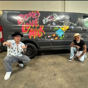 Christian Hosoi Instagram - ME AND POPS TOOK A TRIP DOWN TO THE @BONESLOVEMILK HQ AND GRABBED SOME @REMINDINSOLES TODAY!!! #CHRISTAIR #BONESLOVEMILK VAN RULES!!!!! @popshosoi5 🤙😎🔥✝️