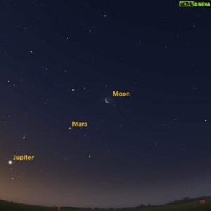 Christian J Smith Instagram - I got to see mars and Jupiter this morning, I woke up at the right time although my camera doesn’t do it justice. I woke up and Jupiter to the bottom left was blazing with glory and it’s what made me look because I’m like I know that’s not a star, and mars was a beautiful red. Amazing.