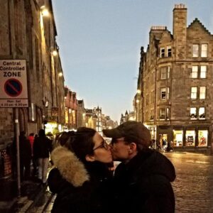 Christian Slater Instagram - Beautiful evening in Edinburgh with my beautiful wife. I'm a blessed man.