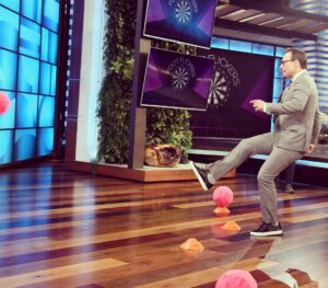 Christian Slater Instagram - The proper attire for @theellenshow is a sharp suit for the interview & sneakers for when she asks you to play Foot Flickers to raise money for a great cause. Thanks to @johnvarvatos for said suit and @ultabeauty for donating $10,000 to the Breast Cancer Research Foundation!