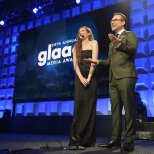 Christian Slater Instagram - Can you tell that I had a great time at the GLAAD awards? Thank you @glaad for inviting me to present with @carlychaikin, thank you @helloross for the hug, thank you @brooklyntailors for proving that my wife was right when she told me I should buy a green suit, and most of all thank you @rosie @therealdebramessing and Billy Porter, gifted artist and deserved winner of the Vito Russo award, for the uplifting and inspirational words charging us to be better humans and stronger allies. Thank you for letting me be part of such a special evening.
