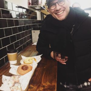 Christian Slater Instagram - You can't see the rest in this photo but I had to try them all. Thank you @tantrumdoughnuts!!